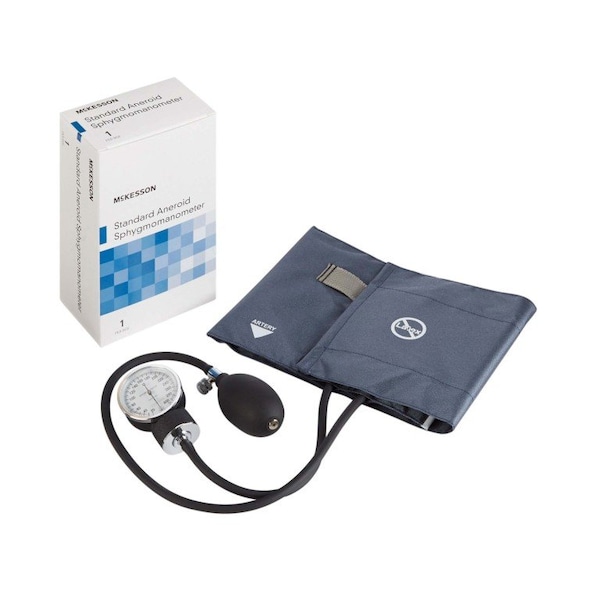 Mckesson Aneroid Sphygmomanometer with Cuff, 2-Tube, Pocket-Size, Handheld, Adult Large Cuff, Navy 01-775-12XNGM - main